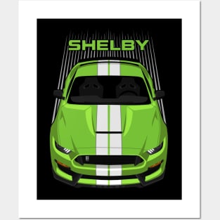 Ford Mustang Shelby GT350 2015 - 2020 - Grabber Lime - White Stripes Posters and Art